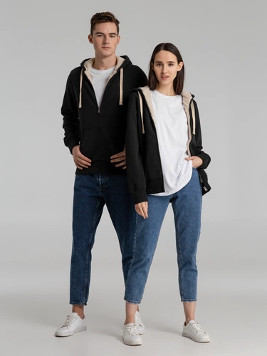 Толстовка унисекс на молнии Sherpa 280, черная Толстовка унисекс на молнии Sherpa 280, черная