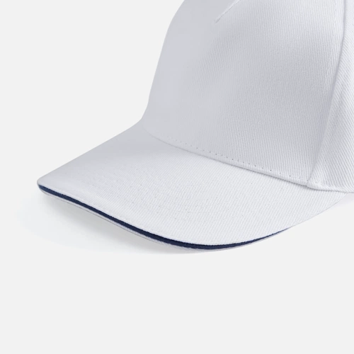 Бейсболка Long Beach, белая с темно-синим Бейсболка Long Beach, белая с темно-синим