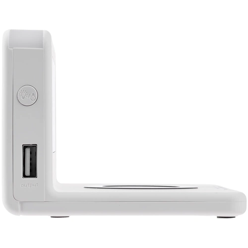 Часы настольные с беспроводным зарядным устройством Pitstop, белые Часы настольные с беспроводным зарядным устройством Pitstop, белые