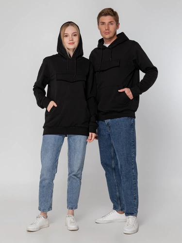 Худи унисекс с карманом на груди Chest Pocket, черное Худи унисекс с карманом на груди Chest Pocket, черное
