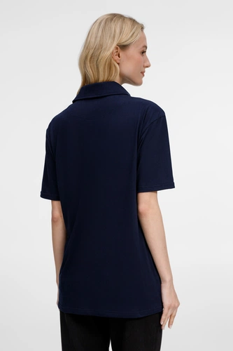 Рубашка поло унисекс Senti, темно-синяя Рубашка поло унисекс Senti, темно-синяя