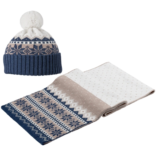 Шарф Happy View, бежевый с синим Шарф Happy View, бежевый с синим