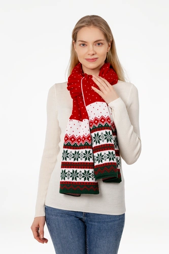 Шарф Happy View, красный с зеленым Шарф Happy View, красный с зеленым