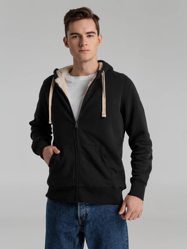 Толстовка унисекс на молнии Sherpa 280, черная Толстовка унисекс на молнии Sherpa 280, черная