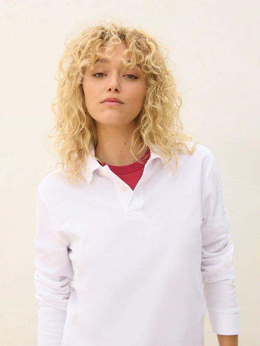 Рубашка поло унисекс с длинным рукавом Pacific LSL, белая Рубашка поло унисекс с длинным рукавом Pacific LSL, белая