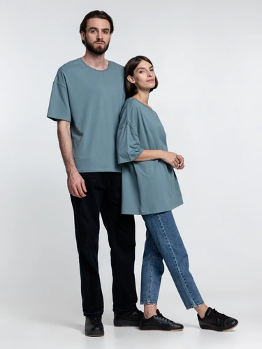 Футболка унисекс оверсайз Crosstown, серо-зеленая Футболка унисекс оверсайз Crosstown, серо-зеленая