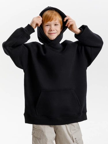 Худи детское оверсайз Junipero, черное Худи детское оверсайз Junipero, черное