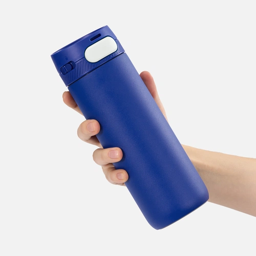 Термостакан X1 с цветной кнопкой, синий с белым Термостакан X1 с цветной кнопкой, синий с белым