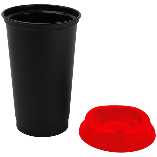 Стакан с крышкой Color Cap Black, черный с красным Стакан с крышкой Color Cap Black, черный с красным