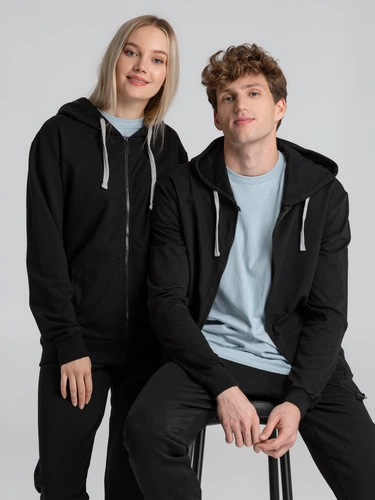 Толстовка на молнии с капюшоном Unit Siverga, черная Толстовка на молнии с капюшоном Unit Siverga, черная