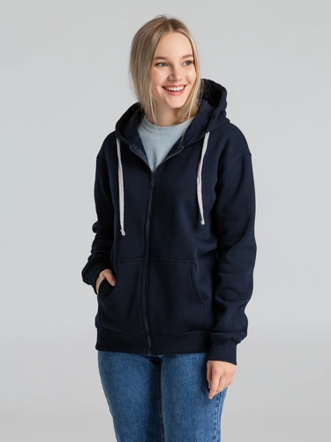 Толстовка на молнии с капюшоном Unit Siverga Heavy, темно-синяя Толстовка на молнии с капюшоном Unit Siverga Heavy, темно-синяя
