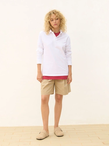 Рубашка поло унисекс с длинным рукавом Pacific LSL, белая Рубашка поло унисекс с длинным рукавом Pacific LSL, белая