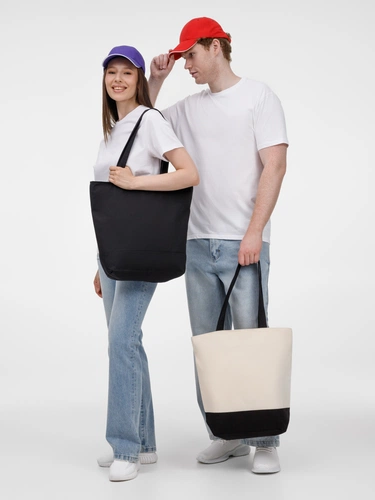 Сумка для покупок на молнии Shopaholic Zip, неокрашенная с черным Сумка для покупок на молнии Shopaholic Zip, неокрашенная с черным