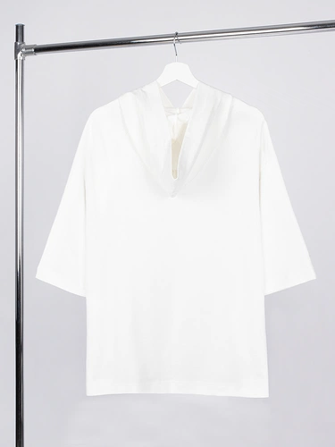 Футболка оверсайз унисекс с капюшоном Neofit, молочно-белая Футболка оверсайз унисекс с капюшоном Neofit, молочно-белая