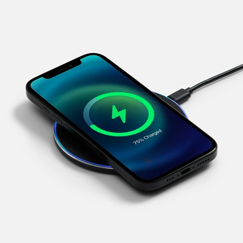 Беспроводное зарядное устройство с подсветкой Lightcore, черное Беспроводное зарядное устройство с подсветкой Lightcore, черное