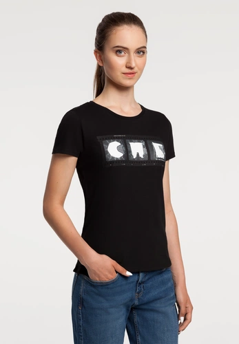 Футболка женская «Небо-душа», черная Футболка женская «Небо-душа», черная