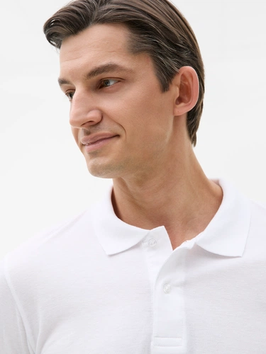 Рубашка поло мужская с длинным рукавом Perfect LSL Men, белая Рубашка поло мужская с длинным рукавом Perfect LSL Men, белая