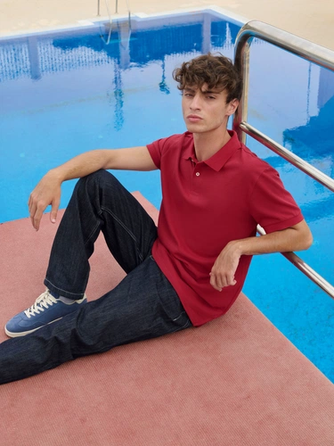 Рубашка поло унисекс Pacific, красная Рубашка поло унисекс Pacific, красная