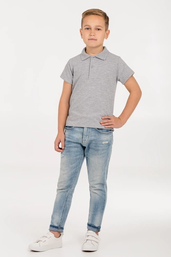 Рубашка поло детская Virma Kids, серый меланж Рубашка поло детская Virma Kids, серый меланж