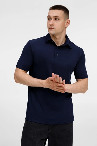 Рубашка поло унисекс Senti, темно-синяя Рубашка поло унисекс Senti, темно-синяя