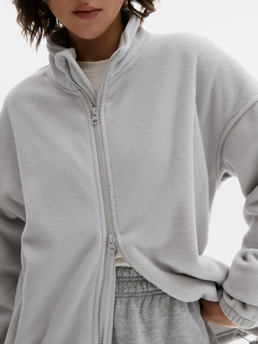 Куртка флисовая унисекс Nebo, светло-серая Куртка флисовая унисекс Nebo, светло-серая