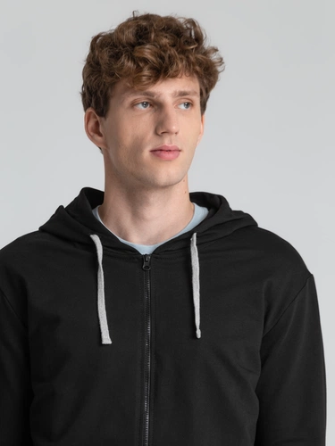 Толстовка на молнии с капюшоном Unit Siverga, черная Толстовка на молнии с капюшоном Unit Siverga, черная