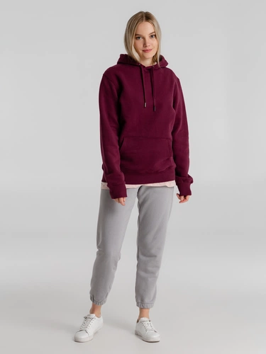 Толстовка с капюшоном унисекс King, бордовая Толстовка с капюшоном унисекс King, бордовая