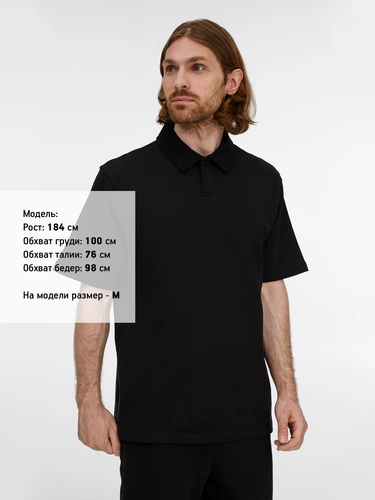 Рубашка поло унисекс Tiimi, черная Рубашка поло унисекс Tiimi, черная