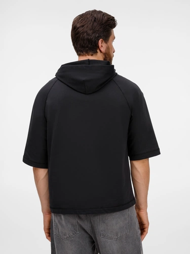 Футболка оверсайз унисекс с капюшоном Neofit, черная Футболка оверсайз унисекс с капюшоном Neofit, черная