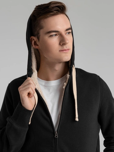 Толстовка унисекс на молнии Sherpa 280, черная Толстовка унисекс на молнии Sherpa 280, черная