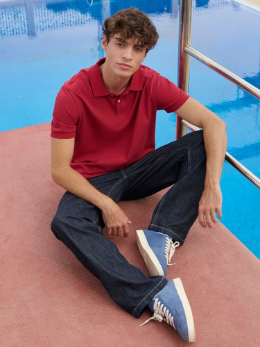 Рубашка поло унисекс Pacific, красная (бургунди) Рубашка поло унисекс Pacific, красная (бургунди)