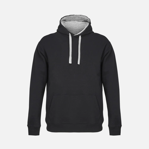Худи унисекс Cameron, черное с серым меланжем Худи унисекс Cameron, черное с серым меланжем