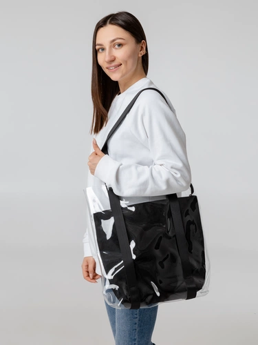 Шопер Clarity с черным органайзером, прозрачный Шопер Clarity с черным органайзером, прозрачный