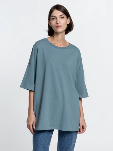 Футболка унисекс оверсайз Crosstown, серо-зеленая Футболка унисекс оверсайз Crosstown, серо-зеленая