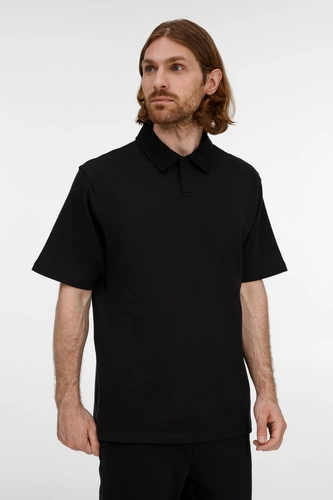 Рубашка поло унисекс Tiimi, черная Рубашка поло унисекс Tiimi, черная