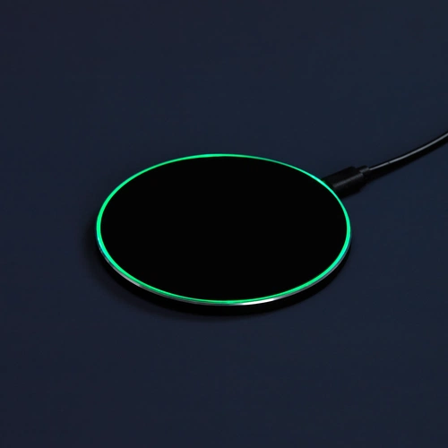 Беспроводное зарядное устройство с подсветкой Lightcore, черное Беспроводное зарядное устройство с подсветкой Lightcore, черное