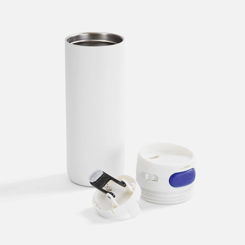 Термостакан X1 с цветной кнопкой, белый с синим Термостакан X1 с цветной кнопкой, белый с синим