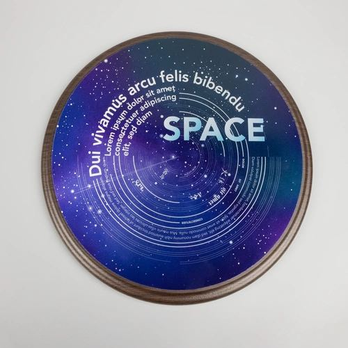 Плакетка Plaque, круглая, венге с серебристой пластиной