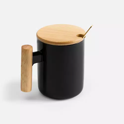 Кружка с ложкой Eco Fusion, черная Кружка с ложкой Eco Fusion, черная