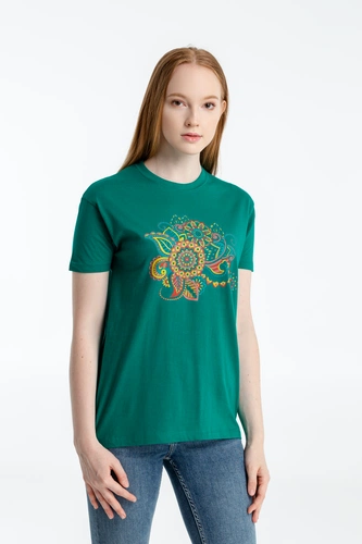 Футболка «Узор», зеленая Футболка «Узор», зеленая