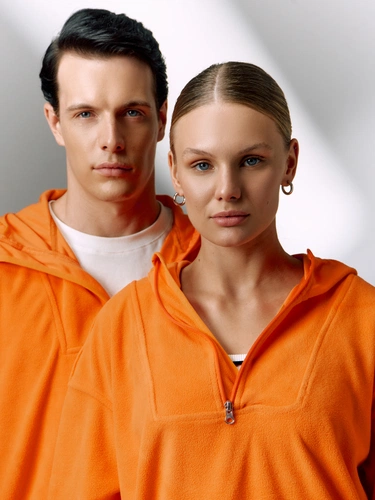 Анорак флисовый унисекс Fliska, оранжевый Анорак флисовый унисекс Fliska, оранжевый