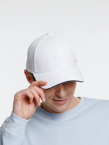 Бейсболка Spiker, белая с темно-синим Бейсболка Spiker, белая с темно-синим