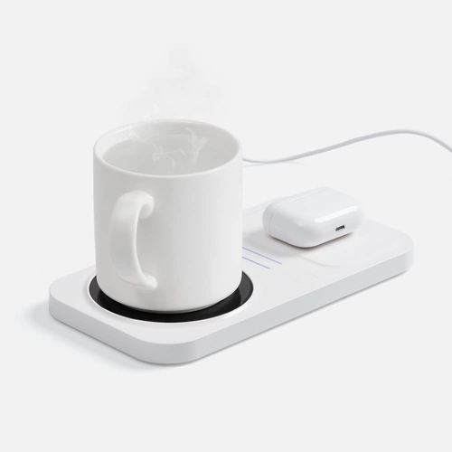 Беспроводное зарядное устройство с подогревом кружки Hot Task, белое Беспроводное зарядное устройство с подогревом кружки Hot Task, белое