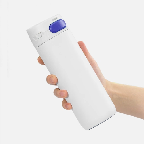 Термостакан X1 с цветной кнопкой, белый с синим Термостакан X1 с цветной кнопкой, белый с синим