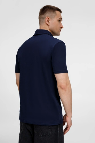 Рубашка поло унисекс Senti, темно-синяя Рубашка поло унисекс Senti, темно-синяя