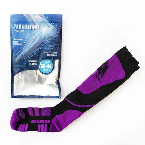 Термоноски высокие Monterno Sport, черные с фиолетовым Термоноски высокие Monterno Sport, черные с фиолетовым