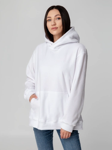 Худи флисовое унисекс Manakin, белое Худи флисовое унисекс Manakin, белое