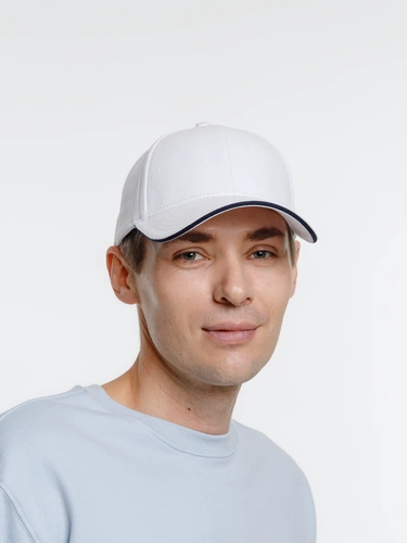 Бейсболка Spiker, белая с темно-синим Бейсболка Spiker, белая с темно-синим