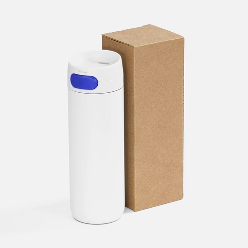 Термостакан X1 с цветной кнопкой, белый с синим Термостакан X1 с цветной кнопкой, белый с синим