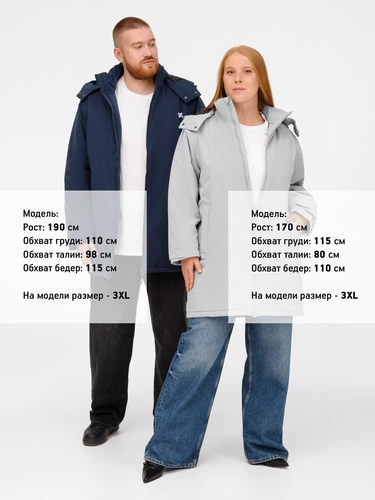 Куртка-парка унисекс Sfera, светло-серая Куртка-парка унисекс Sfera, светло-серая